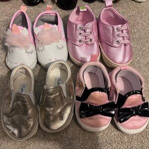 Bundle of 4 baby girl shoes 0-6 months